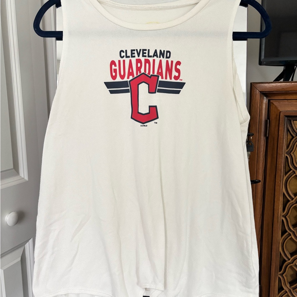 Cleveland Guardians White Knot Tie Tank Top